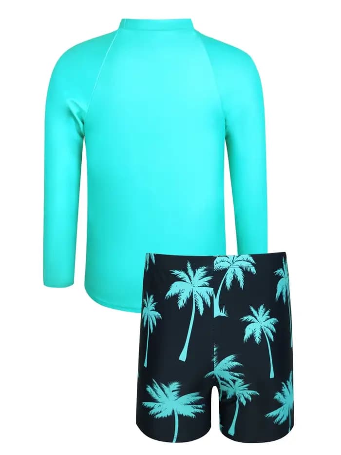 Maillot de bain deux pièces 2026 NOUVEAU Vert Cocotier Manches longues Enfants