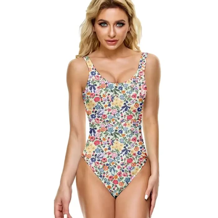  Maillot de bain une pièce en fleurs de cerisier, motif Floral, décontracté, contrôle du ventre, plage, grand-mère côtière, Sexy, tendance, vêtements de natation pour femmes