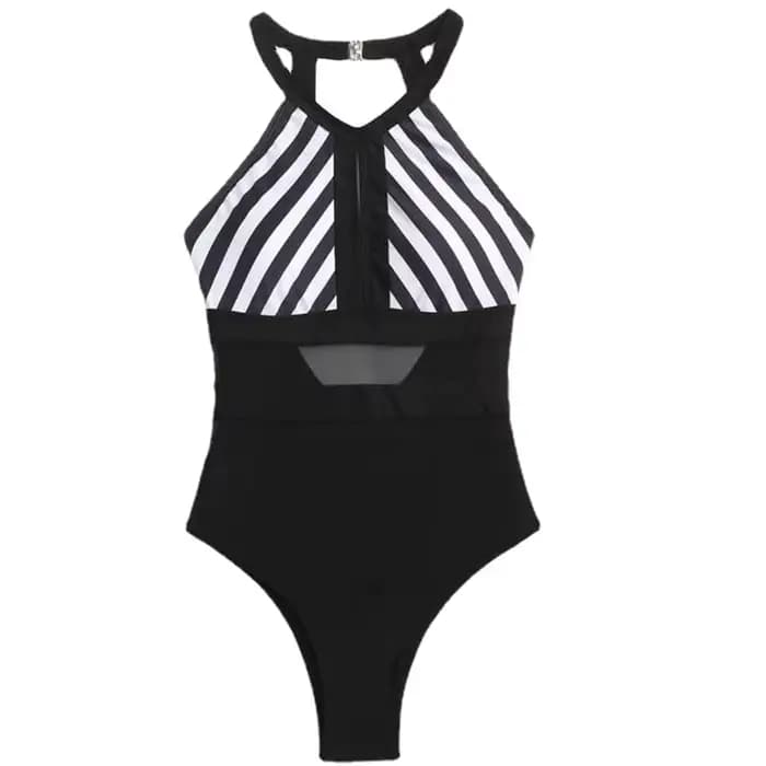 Dos nu une pièce maillot de bain femmes Vintage maille épissage maillot de bain maillots de sport été plage maillot de bain femmes