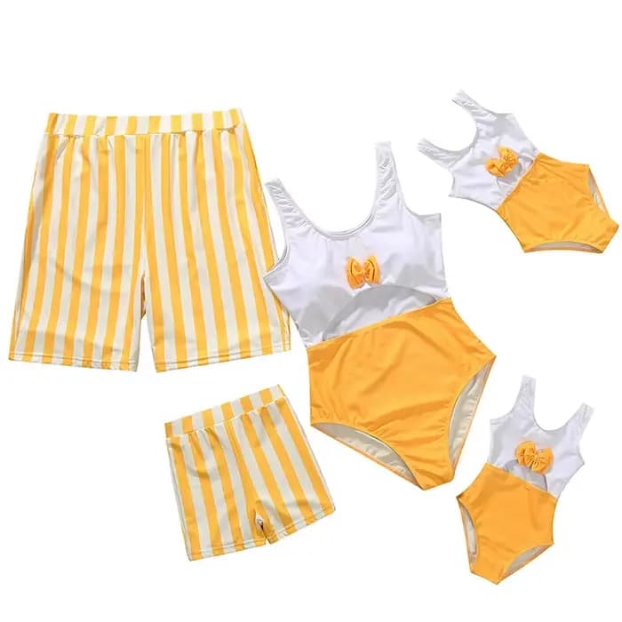Nouveaux maillots de bain assortis pour la famille 2026 : Maillots une pièce mère-fille et shorts de bain père-fils – Tenues de plage pour maman et homme