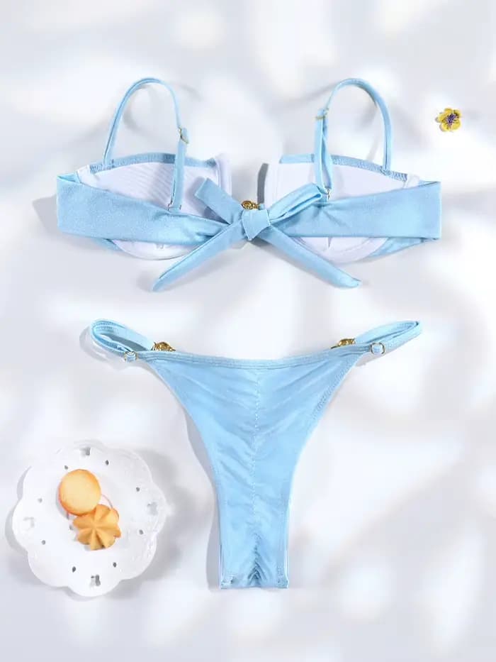 Ensemble de bikini string couleur unie