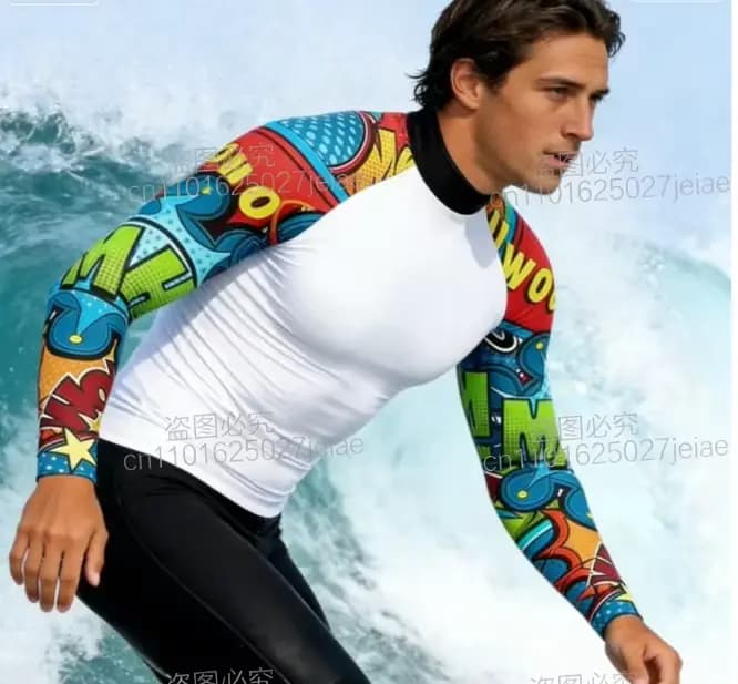 Maillot de bain Rashguard à manches longues pour hommes