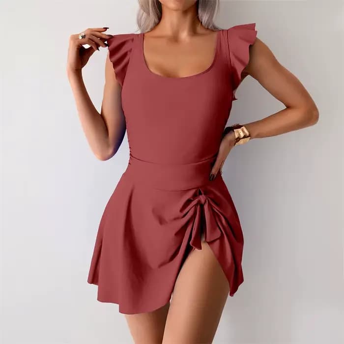 Maillot de bain une pièce à volants pour femmes