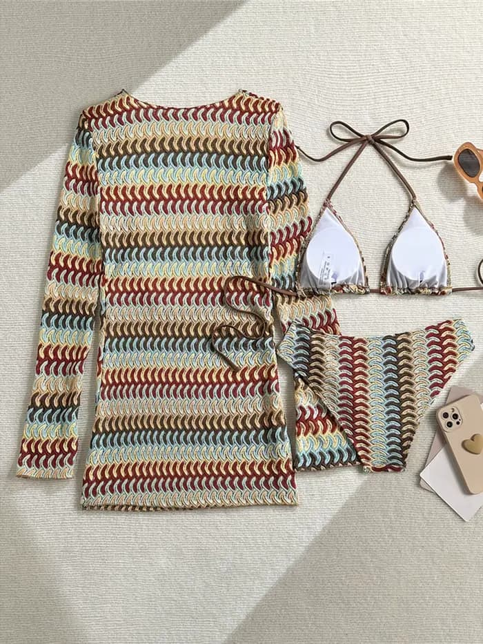 Maillot de bain marron à manches longues pour femmes