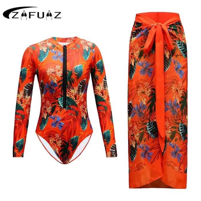 Maillot de bain imprimé à manches longues