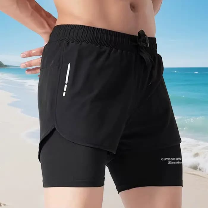 Shorts de bain pour hommes à séchage rapide avec doublure de compression pour la plage, la piscine, la course à pied et la salle de sport