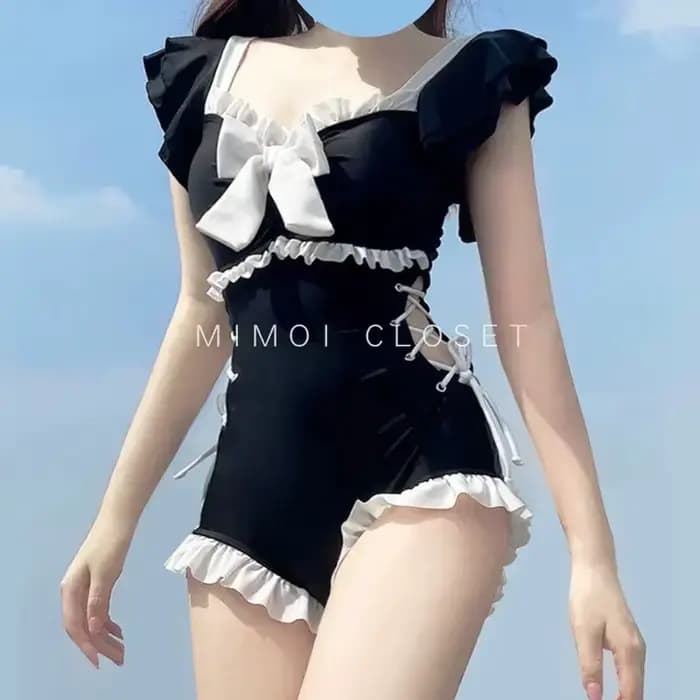 Mignon nœud maillots de bain femmes Lolita conservateur une pièce maillot de bain femme maillots de bain Body fille vacances plage porter Body costume