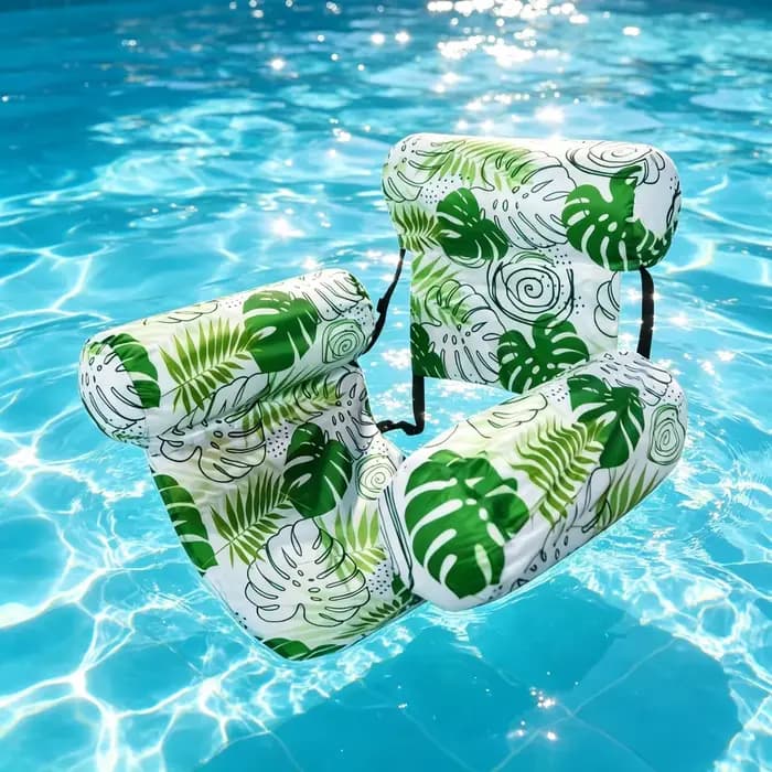 Chaise longue gonflable à imprimé tropical avec dossier