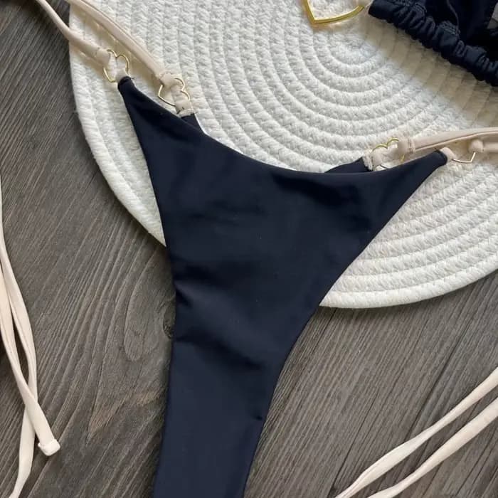 2025 couleur unie blanc Bikini femmes costume taille basse à lacets maillot de bain deux pièces ensemble maillots