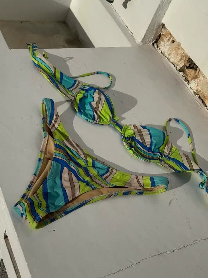 Maillot de bain micro bikini bandeau imprimé pour femme, ensemble sexy, tenue de plage