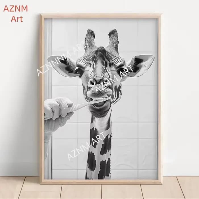 Affiche de salle de bains amusante en noir et blanc, peinture sur toile d'animal de Style Vintage, tableau d'art mural imprimé pour la décoration de la maison