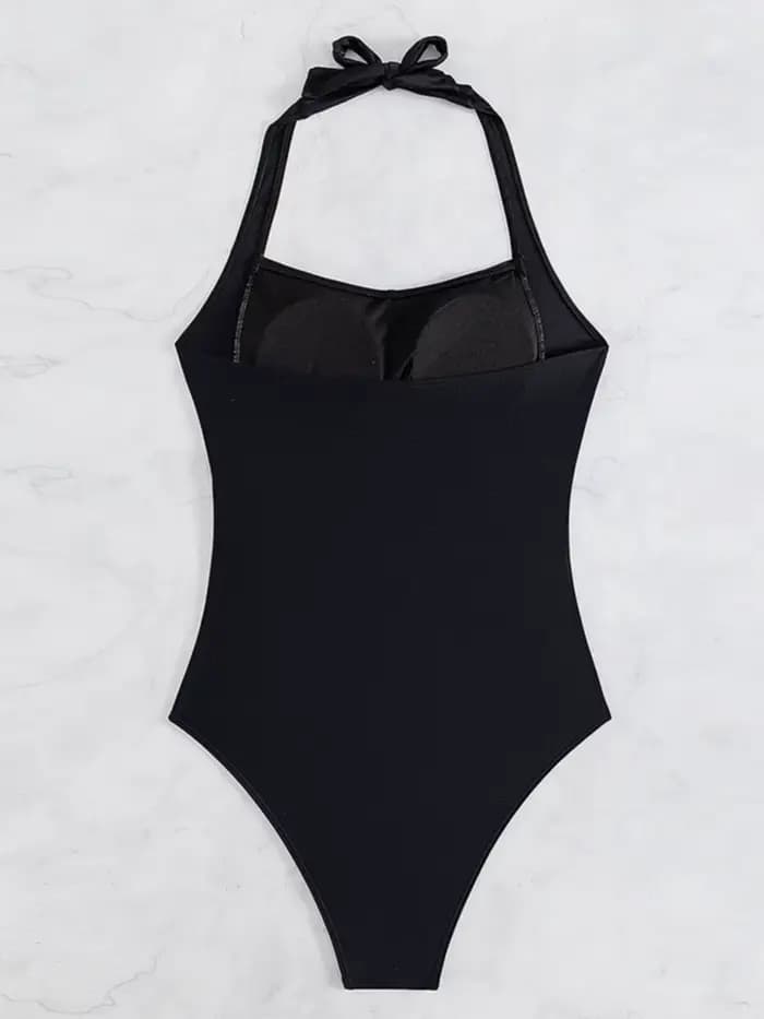 Maillot de bain une pièce noir uni pour femmes
