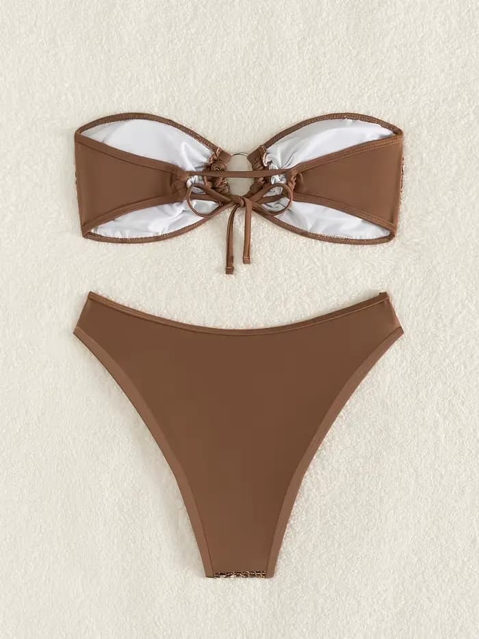 Bikinis bandeau sexy à paillettes pour femmes