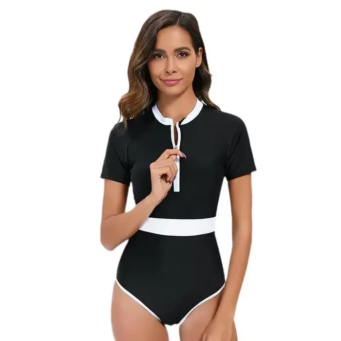 Maillot de bain une pièce noir et blanc pour femmes