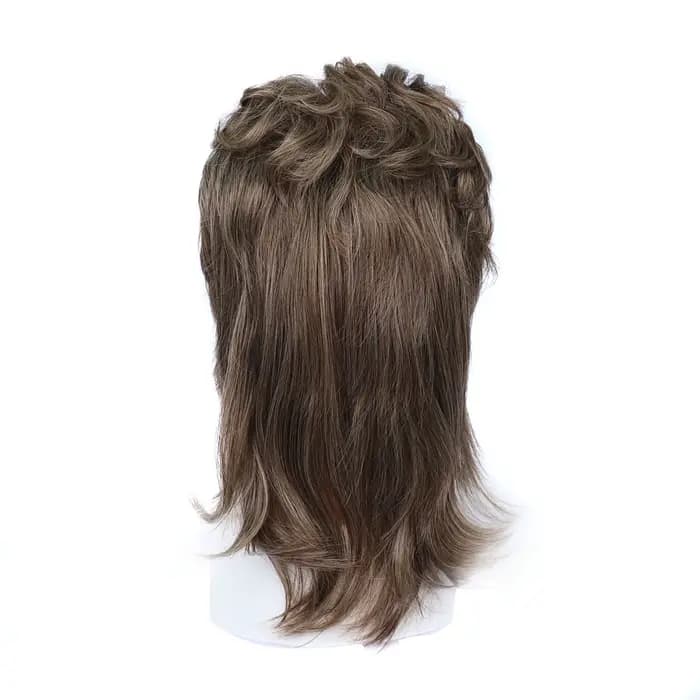 Perruque mulet pour hommes, postiche synthétique bouclée et permanente unisexe des années 80, postiche synthétique noire et brune pour cosplay, fête et usage quotidien