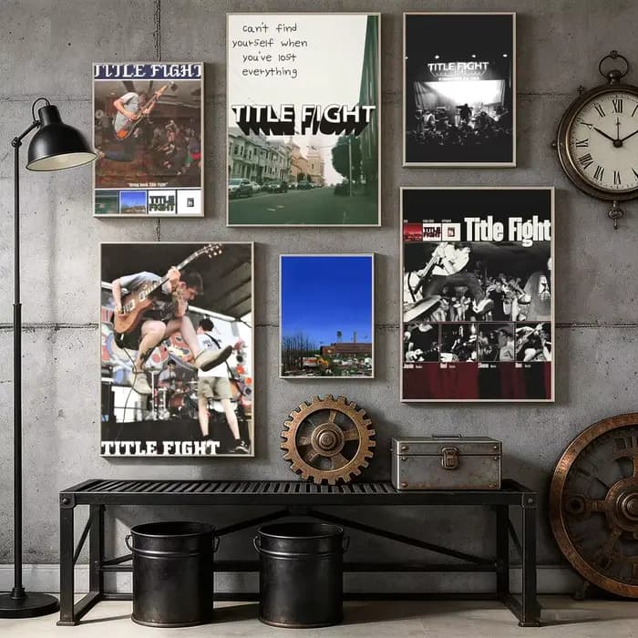 Affiche murale Rock T-Title Fight Band, autocollant mural auto-adhésif imperméable pour décoration de salon et de chambre à coucher