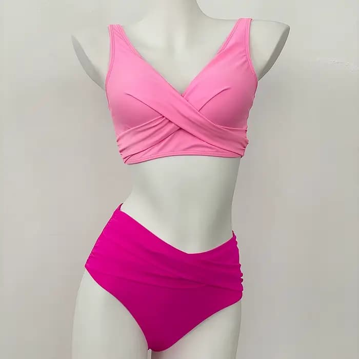 Maillot de bain dames femmes taille haute Bikini ensembles sport deux pièces maillots