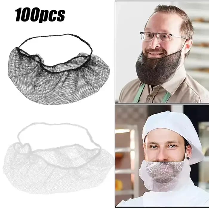 Filets de protection de barbe de poulet pour hommes, 100 pièces, protège-barbe respirants, nylon élastique, boucle unique, bandana facial, outil de coiffage