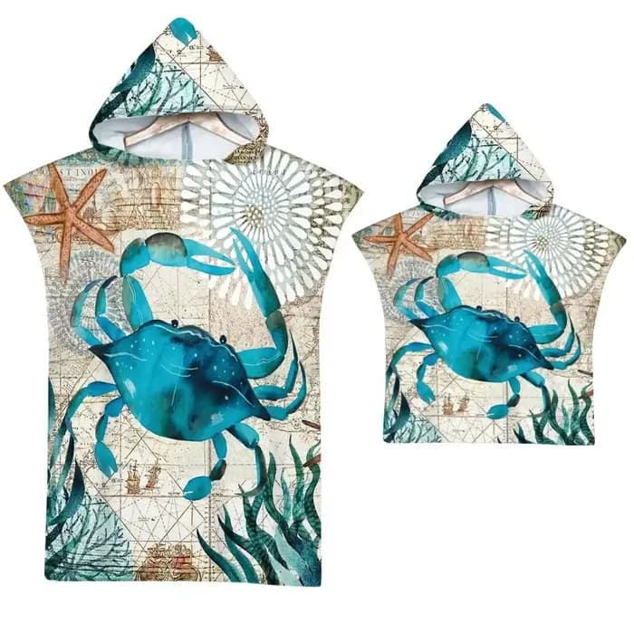 Serviette à capuche en microfibre à séchage rapide avec imprimé 2D de tortue marine
