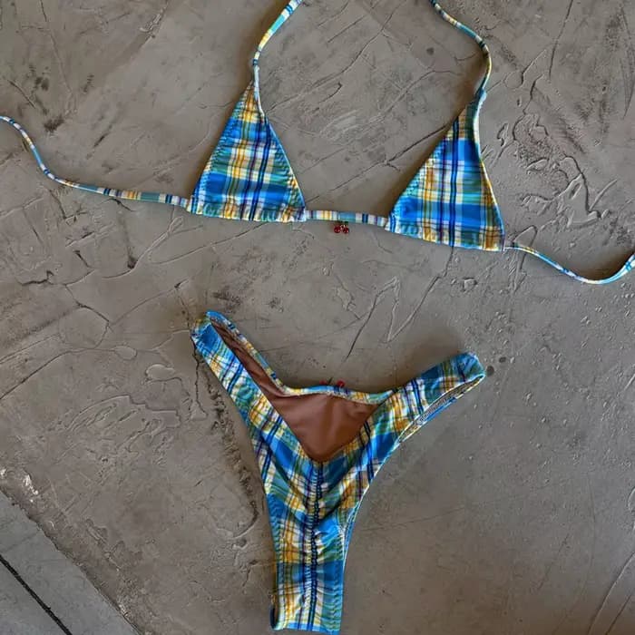 Micro Bikinis 2025 Sexy femmes maillot de bain maillots de bain femme brésilien Bikini ensemble Biquini maillot de bain Plaid maillots de bain maillots de bain