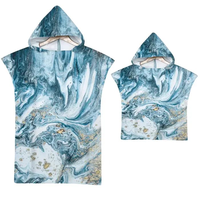 Serviette de plage en marbre de luxe pour adultes et enfants, combinaison à capuche Everak, poncho en microcarence, peignoir à séchage rapide, dorure, natation et surf, adulte et enfant