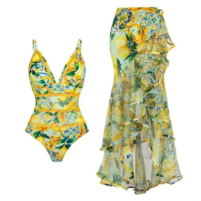 Nouvelle Collection de la Saison : Maillot de Bain Bikini Imprimé Citron
