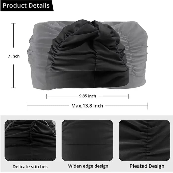 Bonnets de bain en tissu pour femmes, pour cheveux longs, en tissu Nylon, plissé, élastique, confortable, chapeaux de bain
