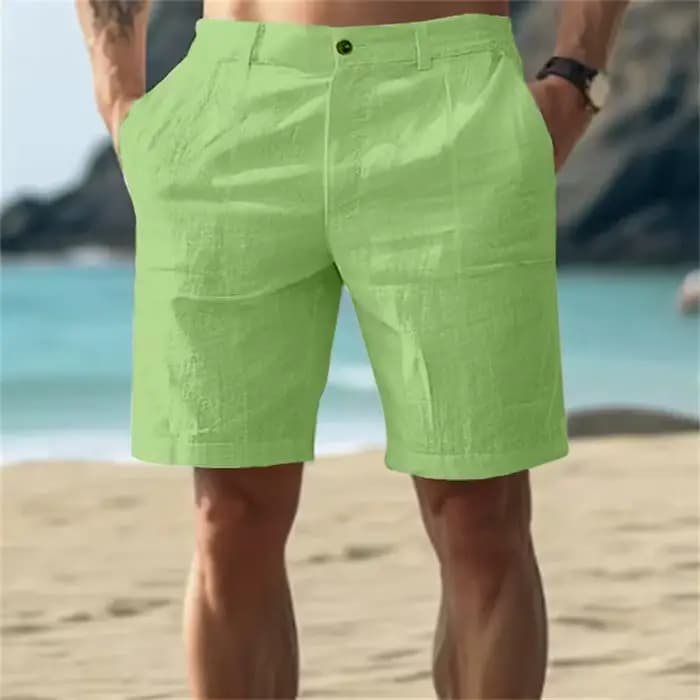 Shorts de plage pour hommes, décontractés, amples, longueur genou, en coton et lin, pour l'été, nouveaux pantalons de sport pour hommes
