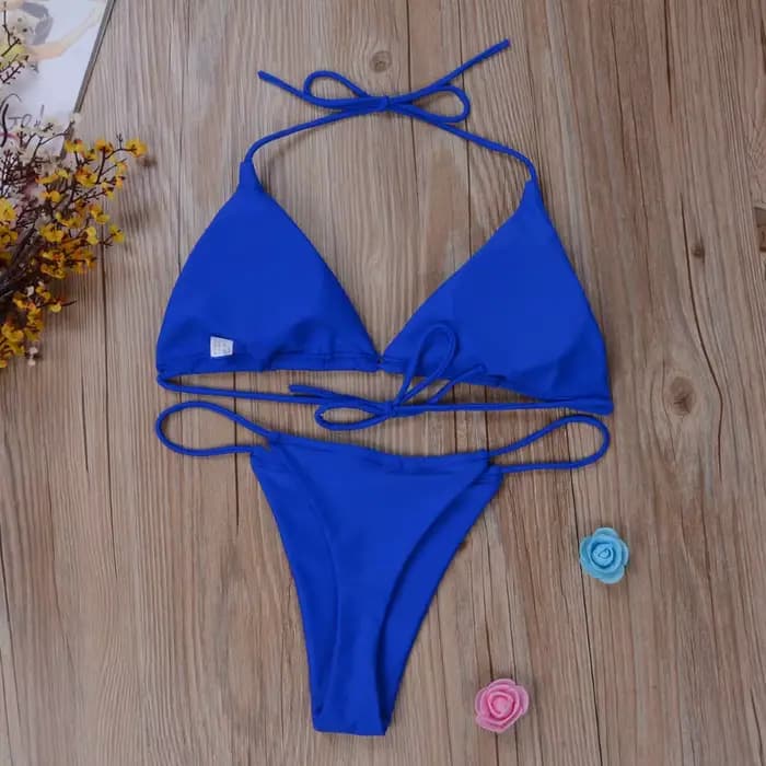 Sexy string Bikini ensemble côté licou cravate maillot de bain dames sangle fendue réglable pansement Style maillot de bain brésilien maillots de bain pour femmes