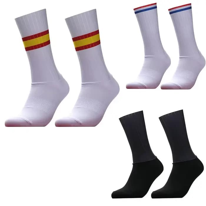 Chaussettes de cyclisme à rayures Aero, antidérapantes, sans couture, en Silicone, pour course à pied, sport, vélo de route, 2025 Pro Team