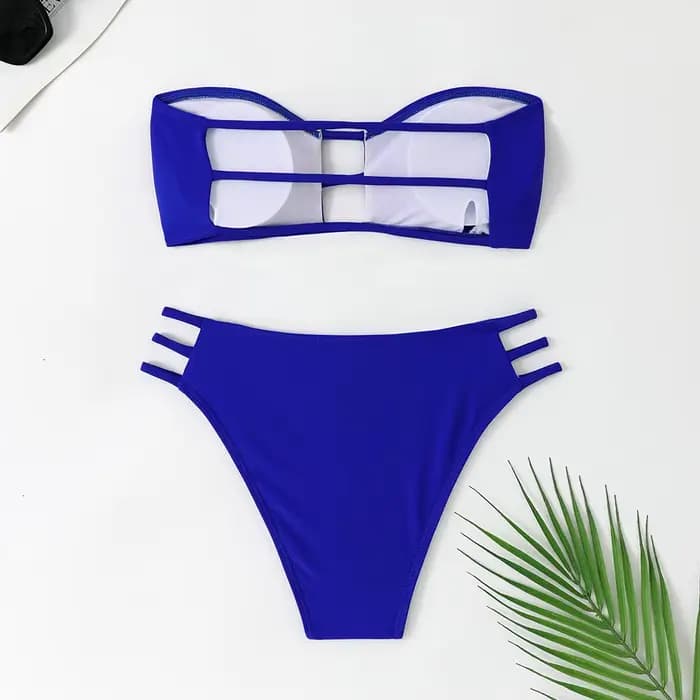 Été Bandeau Bikini 2025 femmes Sexy évider dos nu pansement taille haute maillot de bain brésilien maillot de bain deux pièces maillots de bain