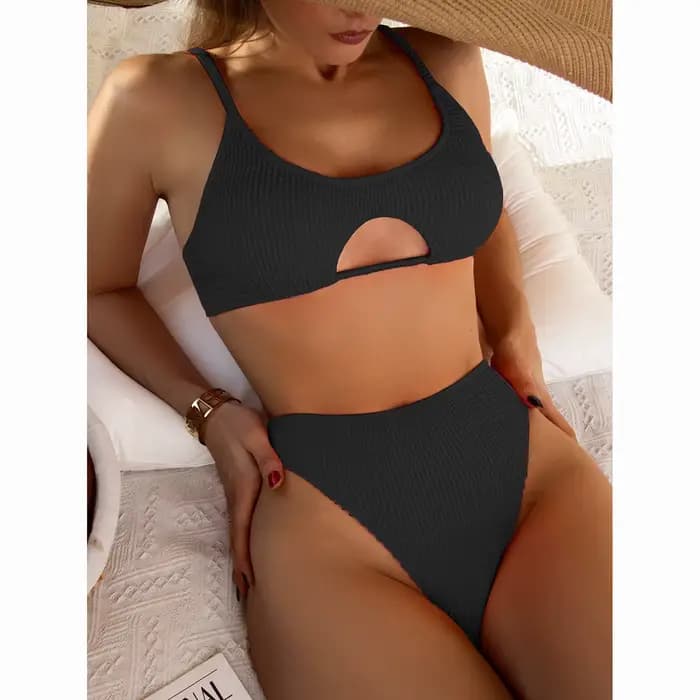 Sexy femmes maillot de bain femme solide noir Micro Bikini ensemble Push Up maillots