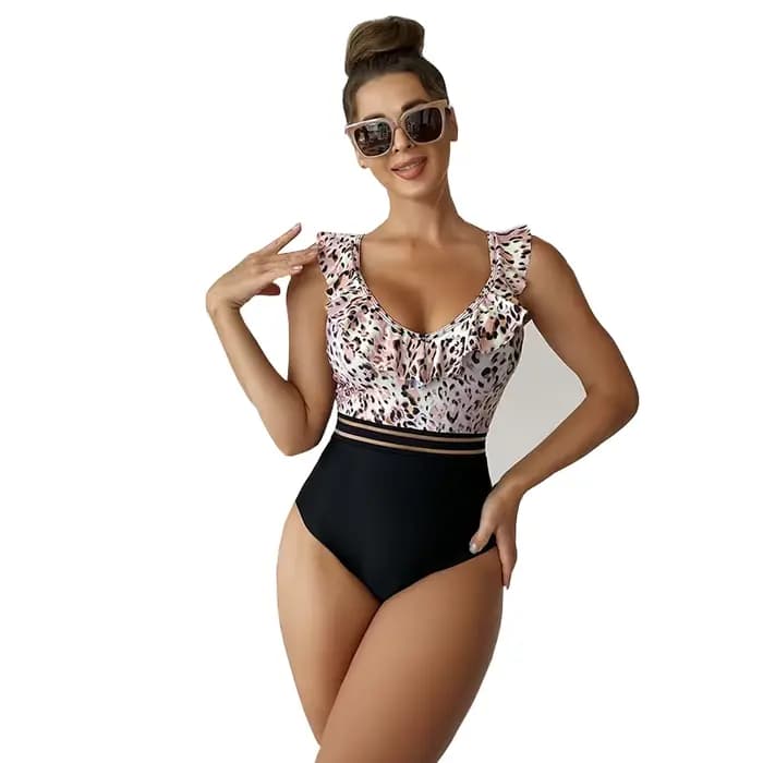 Maillot de bain une pièce imprimé floral, à volants, soutien-gorge rembourré, Monokini, vêtements de plage, nouvelle collection 2024