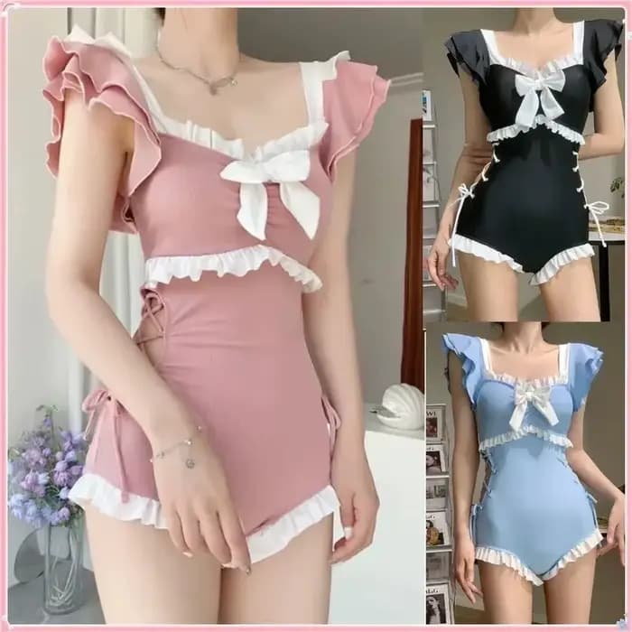 Mignon nœud maillots de bain femmes Lolita conservateur une pièce maillot de bain femme maillots de bain Body fille vacances plage porter Body costume