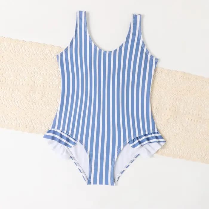 Maillot de bain rétro à rayures pour adolescentes