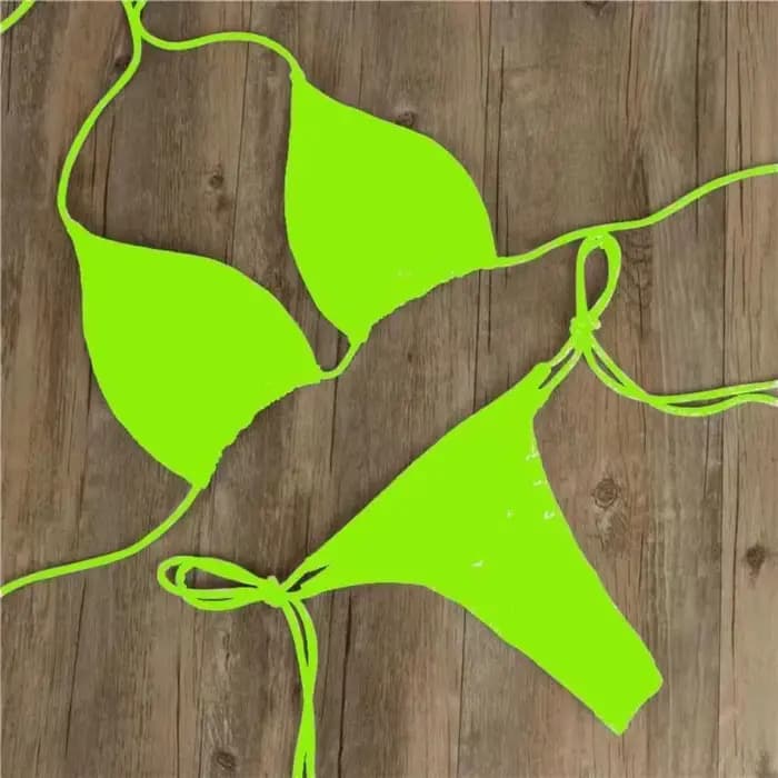 Maillot de bain Bikini européen et américain, couleur unie, trois points, Sexy, fendu, réglable, à lacets, pour femmes