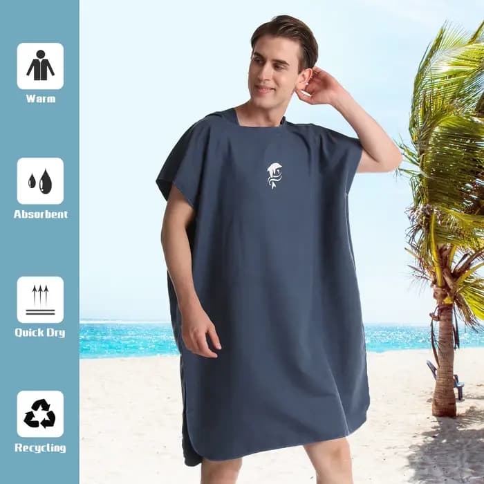 Mutao – serviette de Robe Poncho de Surf unisexe