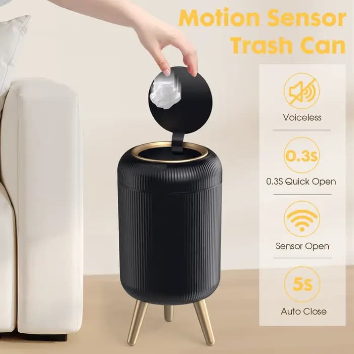 Nouvelle poubelle de salle de bain automatique sans contact 2026, corbeille à déchets avec pieds amovibles pour cuisine, bureau, toilettes, chambre