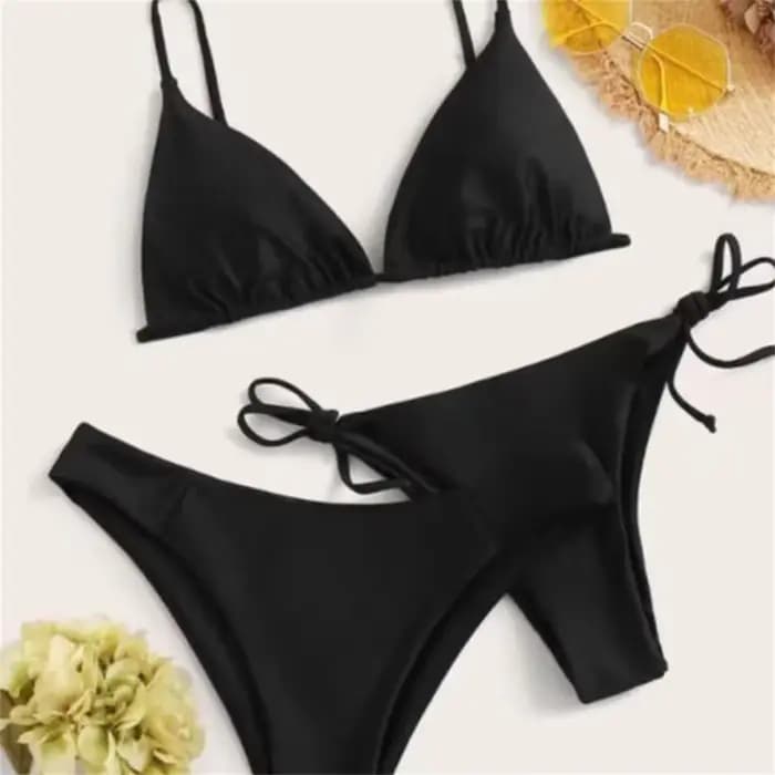 Bikini noir extrême maillot de bain Triangle Sexy String maillots
