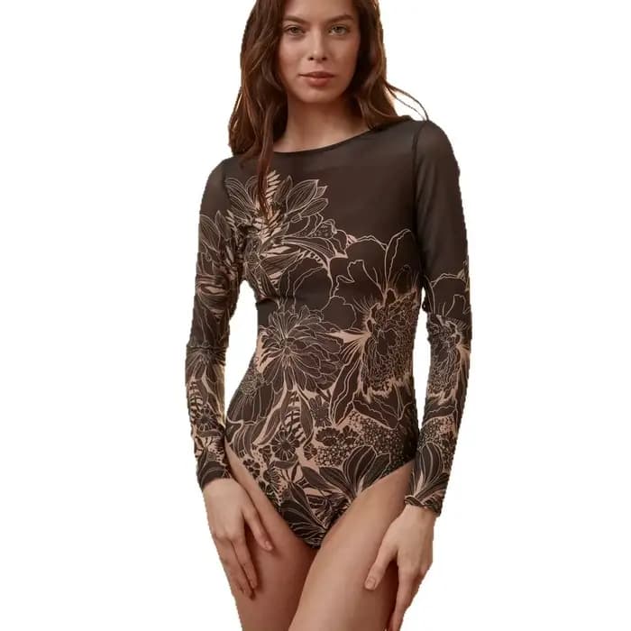 Maillot de bain une pièce sexy pour femmes, grande taille, vêtements de plage, ensemble de bikini, manches longues, protection solaire, monokini XXL