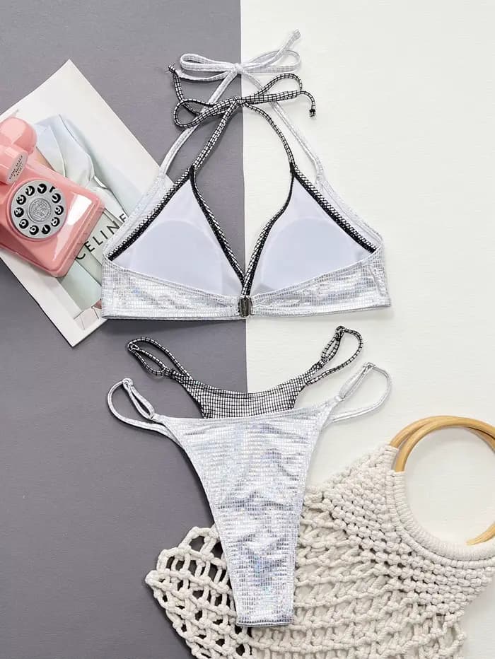 Femmes deux pièces maillot de bain Sexy Bikini Bling maillots