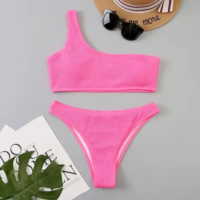 Micro Bikini blanc 2024 Biquini brésilien une épaule string maillot de bain femmes coupe haute