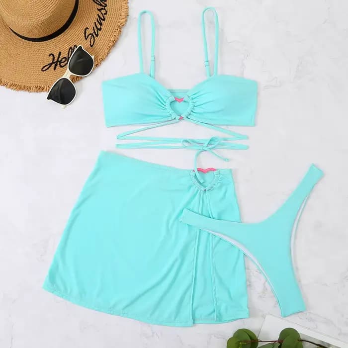Maillot de bain brésilien sexy avec jupe pour femme