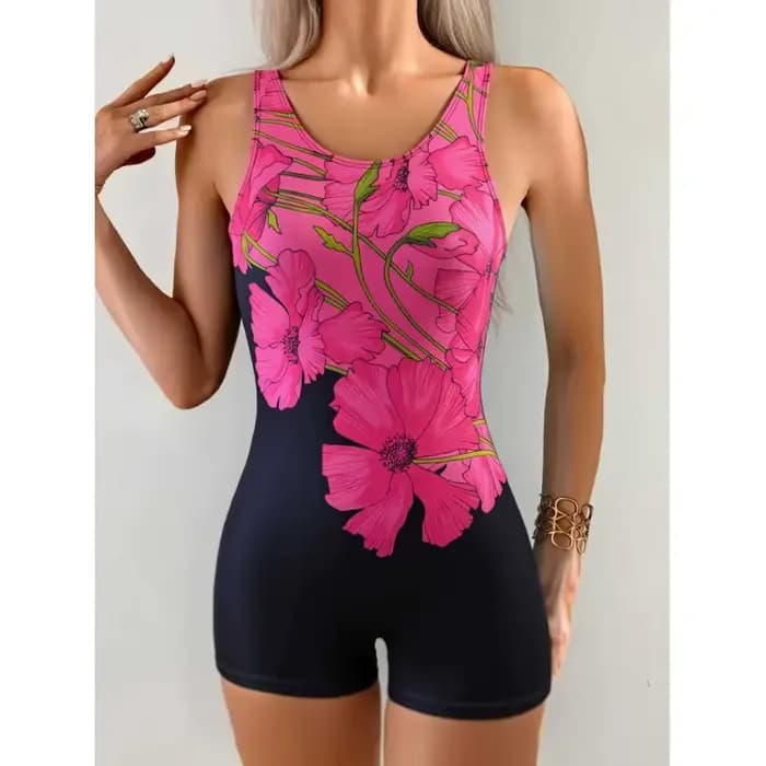 Maillot de bain une pièce sexy à imprimé floral, tenue d'été tendance pour femme, élastique, résistant à l'usure, haute élasticité, fibre de polyester