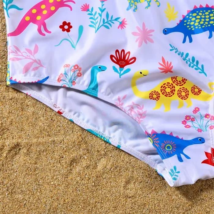 Maillot de bain dinosaures, tenues assorties pour la famille, col en v, mère et fille, robes mère et moi, vêtements père fils, Shorts de bain
