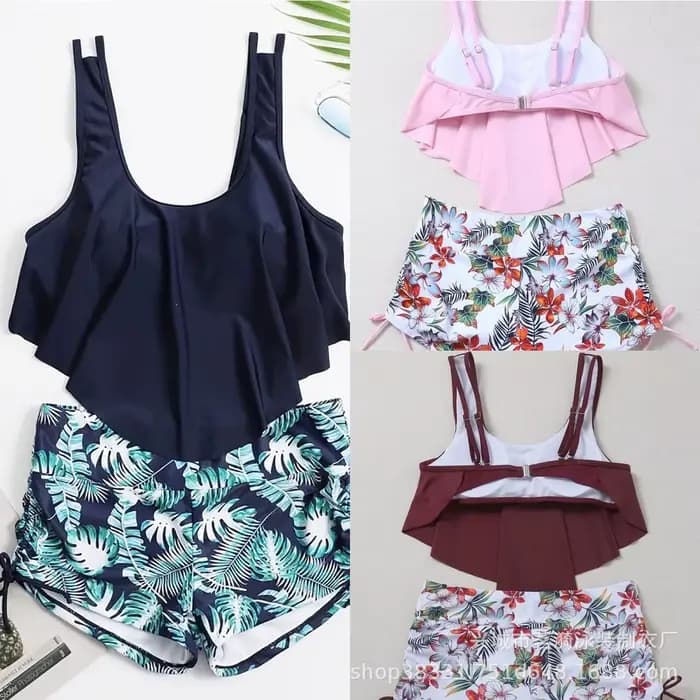 Maillot de bain deux pièces à volants pour femmes