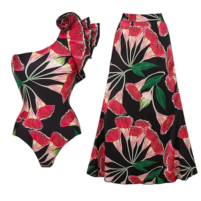 Maillot de bain une pièce à volants pour femmes