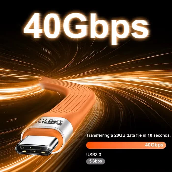 Câble USB4 court AUFU 240W, charge rapide, câble USB C vers Type C 8K @ 60Hz, 40Gbps, fil de données pour Thunderbolt 3/4, ordinateur portable, téléphone, tablette