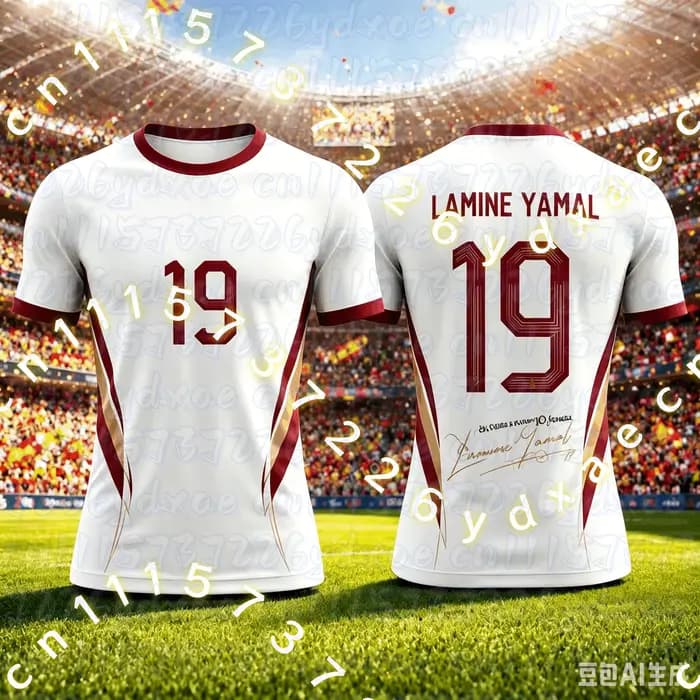 Maillot de football inspiré du design Merino 6 # Maillot de football blanc en polyester à impression 3D, séchage rapide, pour adultes et enfants, tee-shirt de sport pour supporters, match