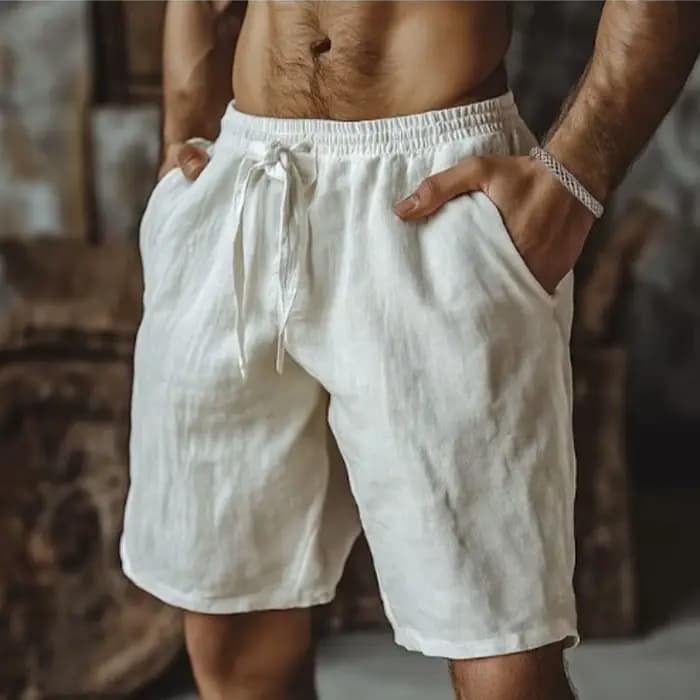 Shorts de plage pour hommes, décontractés, amples, longueur genou, en coton et lin, pour l'été, nouveaux pantalons de sport pour hommes
